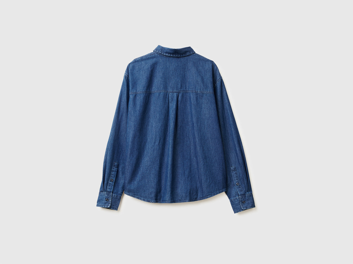 Camicia cropped in chambray