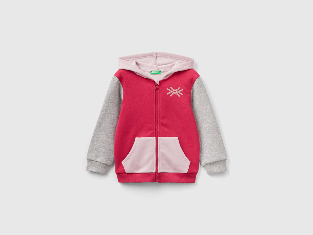Felpa con zip in misto cotone