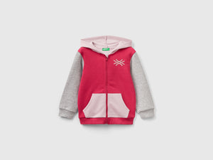 Felpa con zip in misto cotone