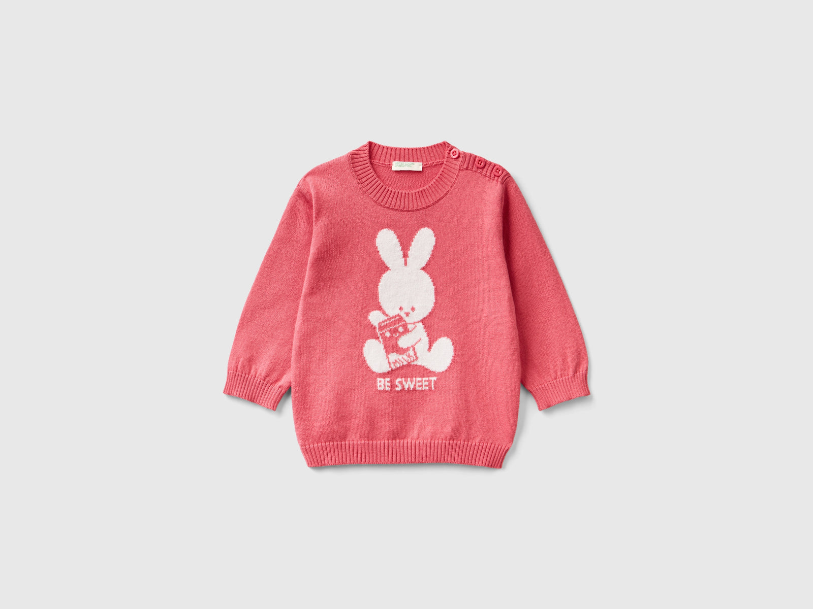 Maglia in caldo cotone con intarsio da neonato salmone | Benetton Outlet