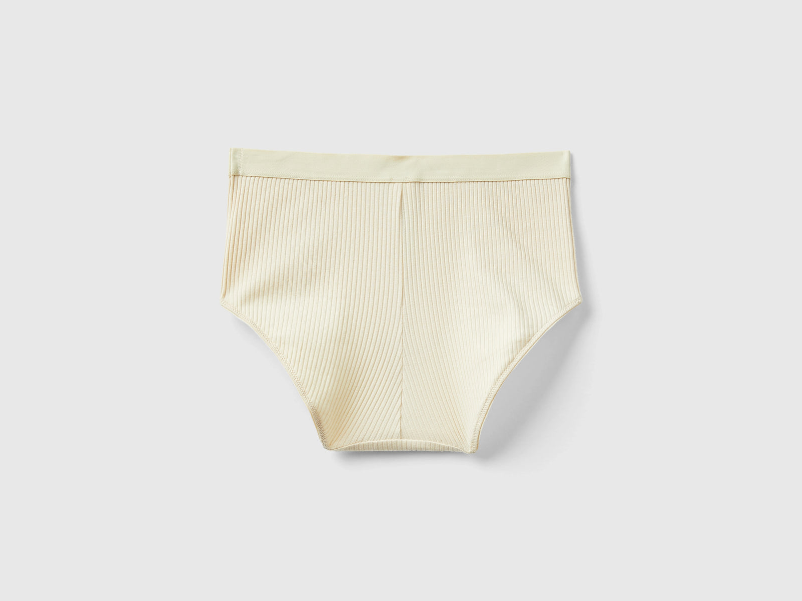 Slip fianco alto a costine da donna beige 2 | Benetton Outlet