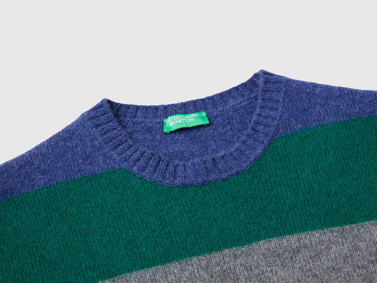 Maglia a righe in pura lana Shetland