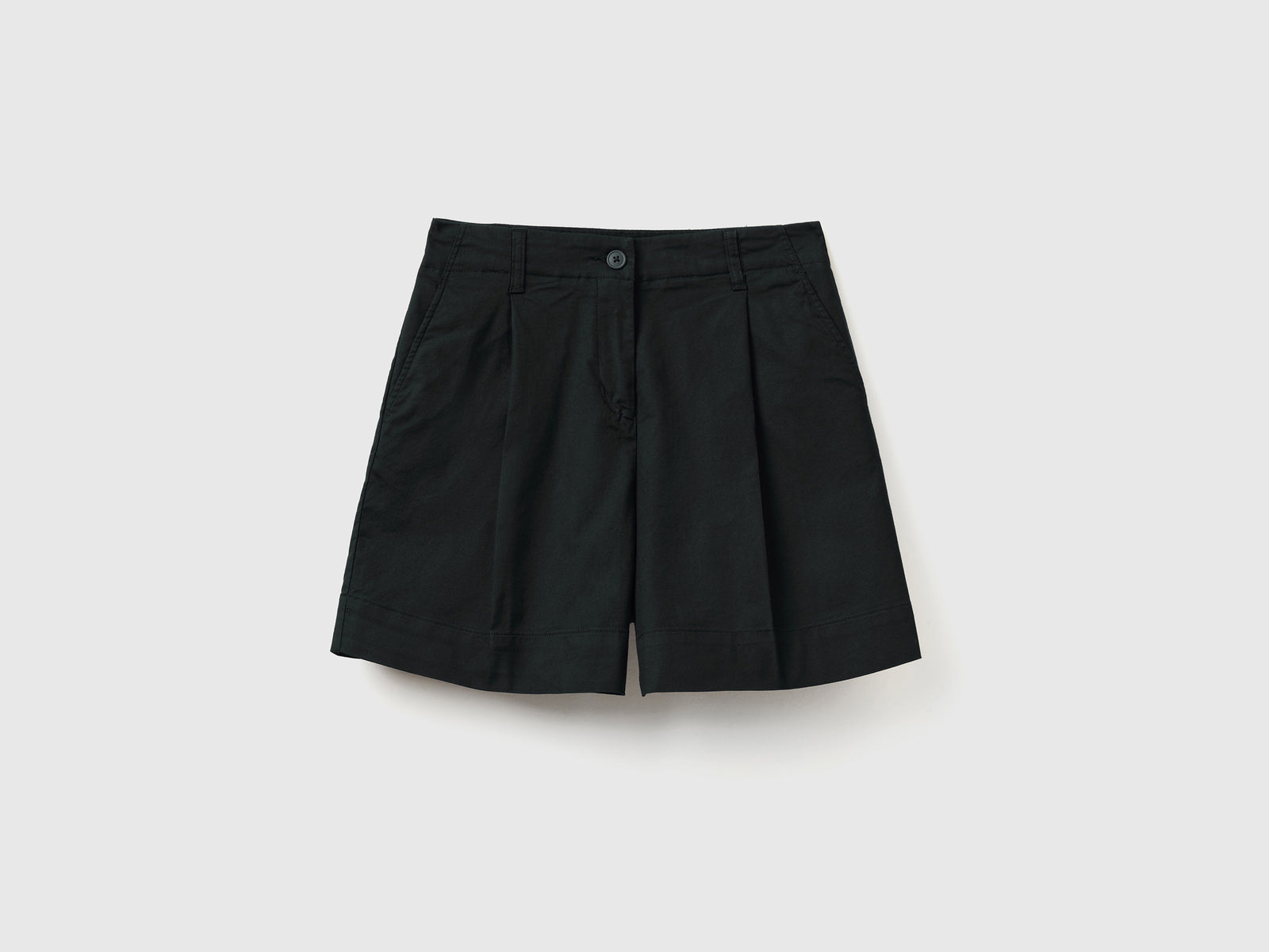 Shorts in cotone elasticizzato da donna nero | Benetton Outlet