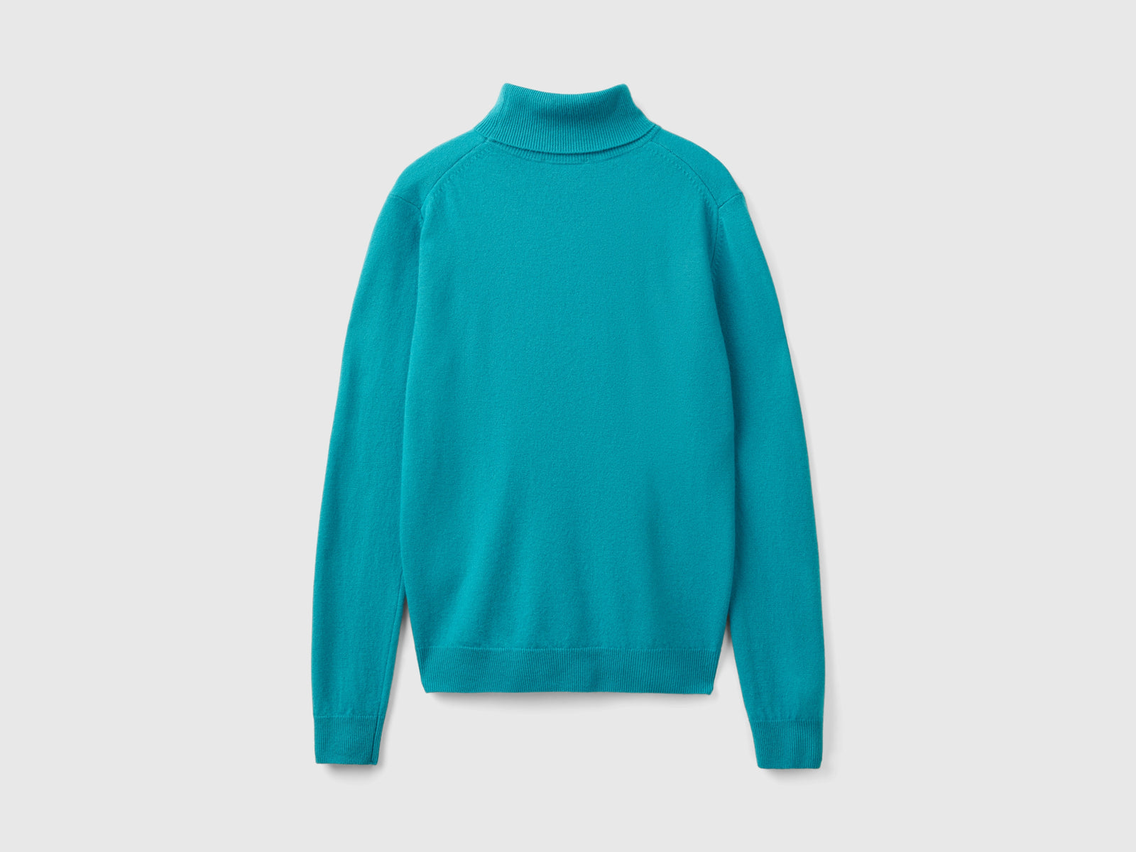 Maglione dolcevita in pura lana Merino da donna turchese 2 | Benetton Outlet