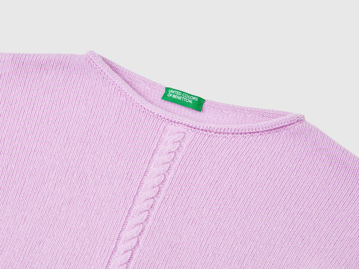 Maglia con trecce in misto lana