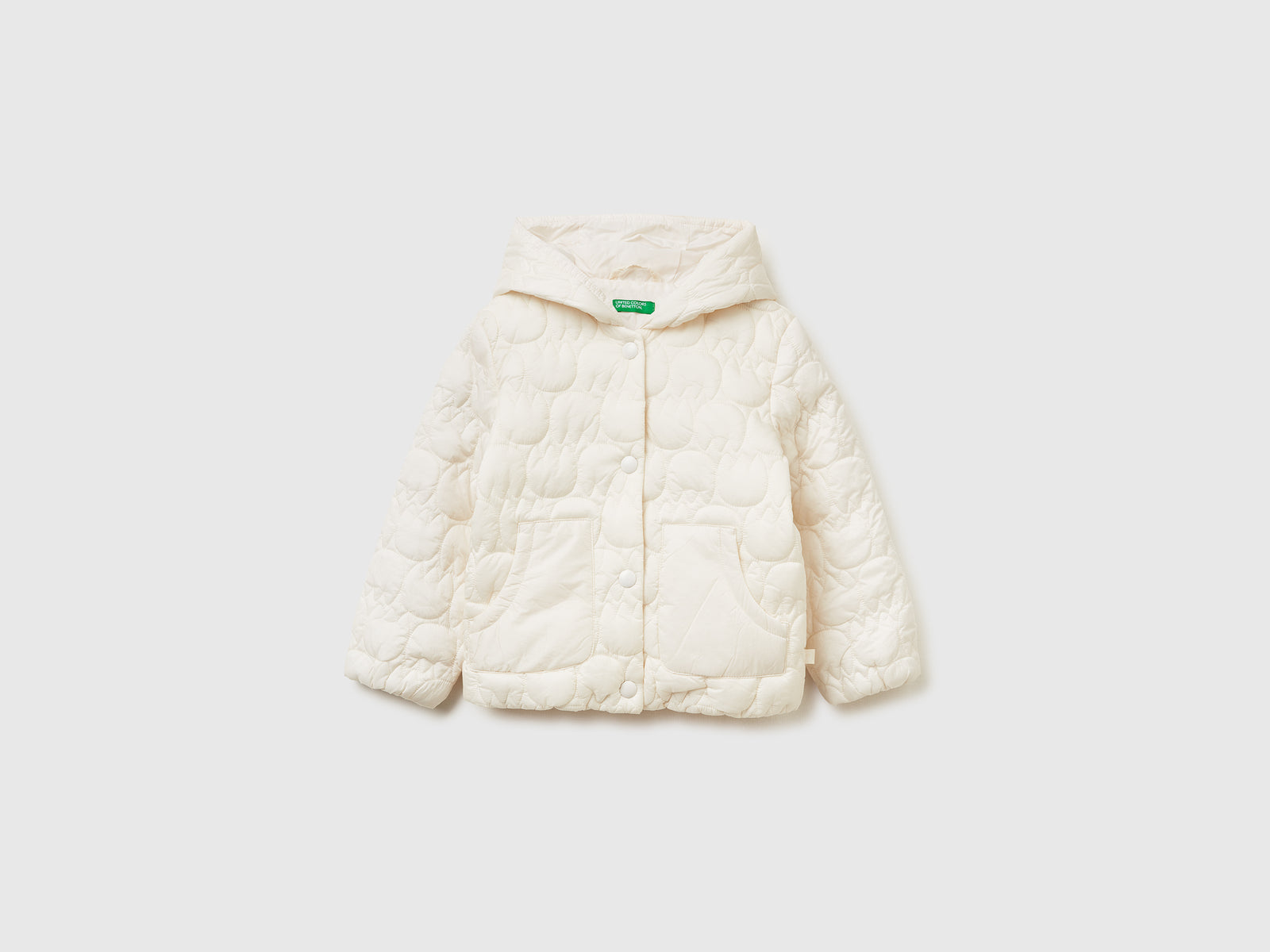 Giubbotto imbottito in nylon "Rain Defender" da bimba bianco panna | Benetton Outlet