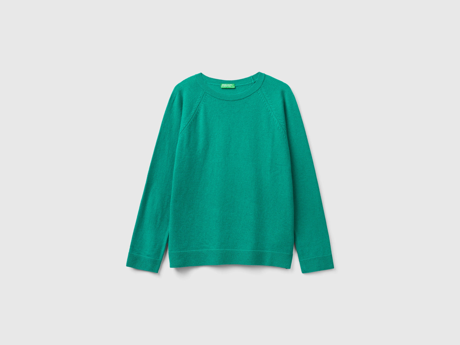Maglia girocollo acqua in misto lana e cashmere da donna verde | Benetton Outlet