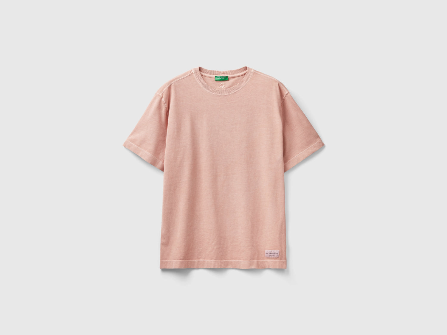T-shirt girocollo 100% cotone bio da uomo rosa tenue | Benetton Outlet