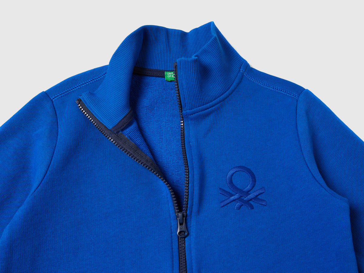 Felpa con zip in puro cotone