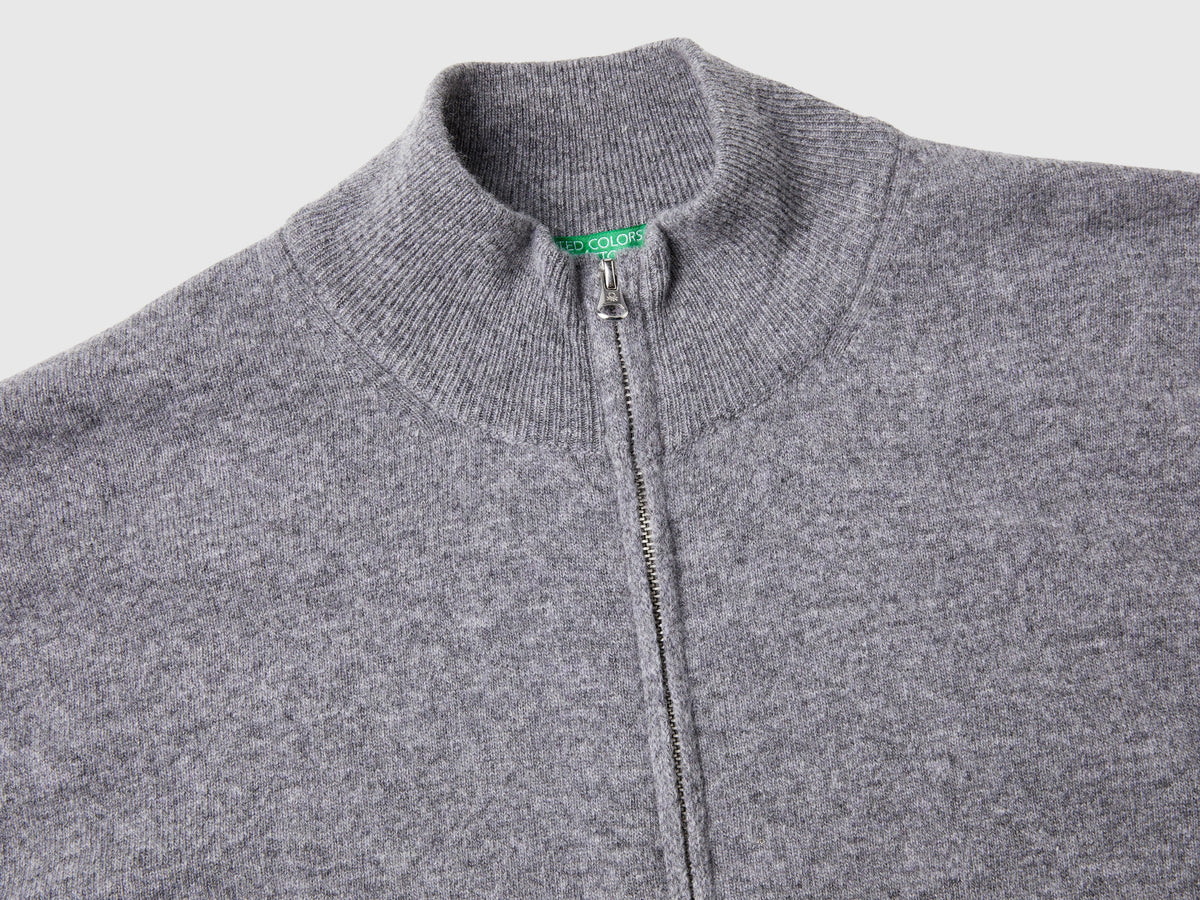 Cardigan con zip in pura lana Merino