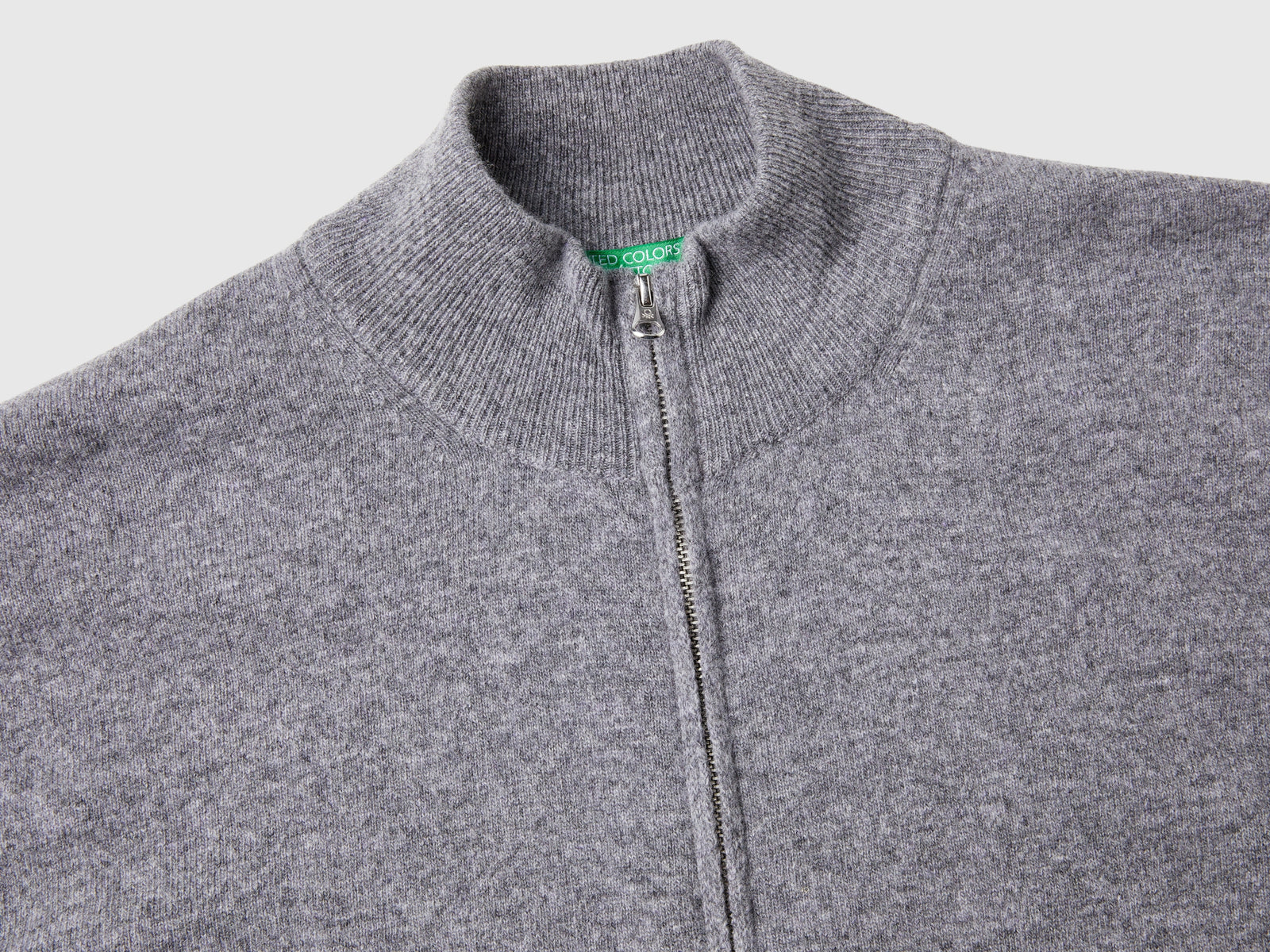 Cardigan con zip in pura lana Merino da uomo grigio scuro 3 | Benetton Outlet