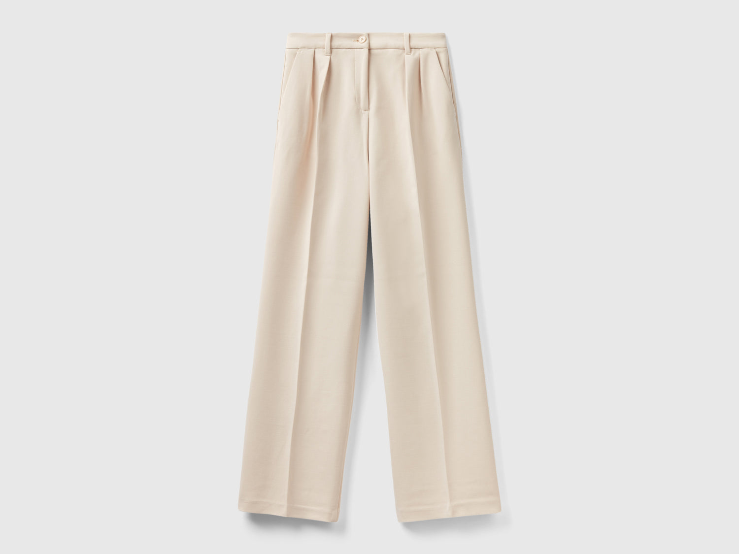 Pantaloni ampi con pieghe da donna beige | Benetton Outlet