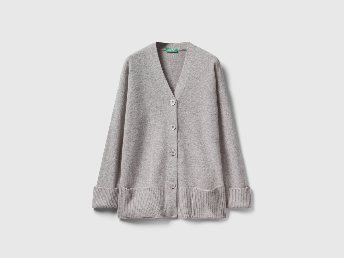 Cardigan over fit in misto lana