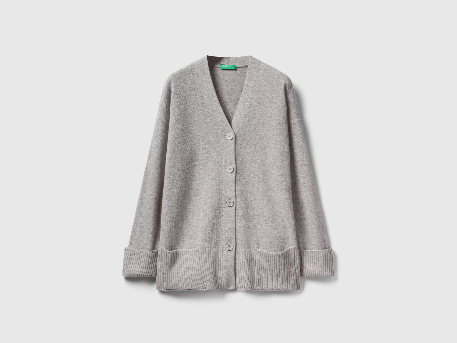 Cardigan over fit in misto lana da donna grigio | Benetton Outlet
