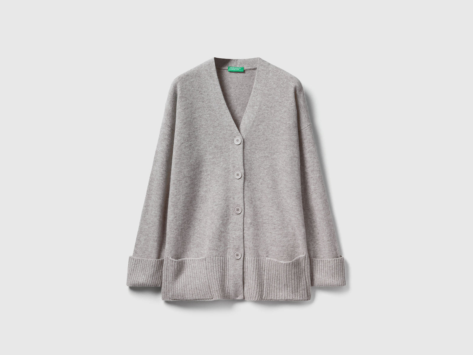 Cardigan over fit in misto lana da donna grigio | Benetton Outlet