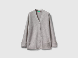 Cardigan over fit in misto lana