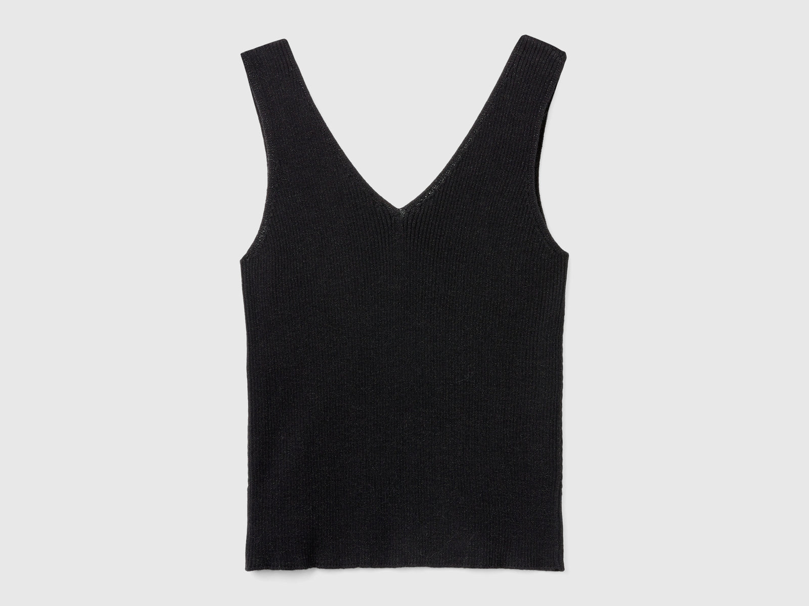 Canotta scollo a V con lurex da donna nero 2 | Benetton Outlet