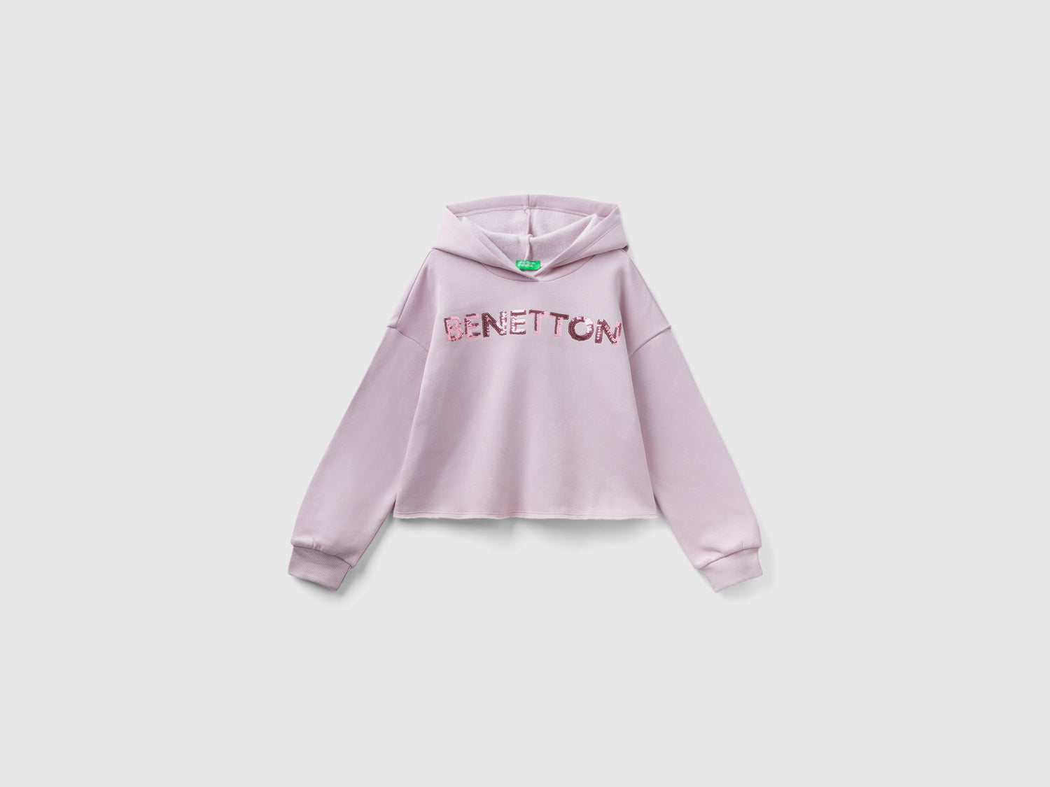 Felpa con cappuccio e paillettes da bambina rosa | Benetton Outlet