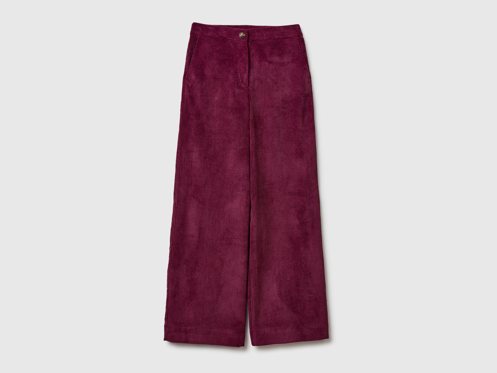 Pantaloni svasati in velluto da donna prugna | Benetton Outlet