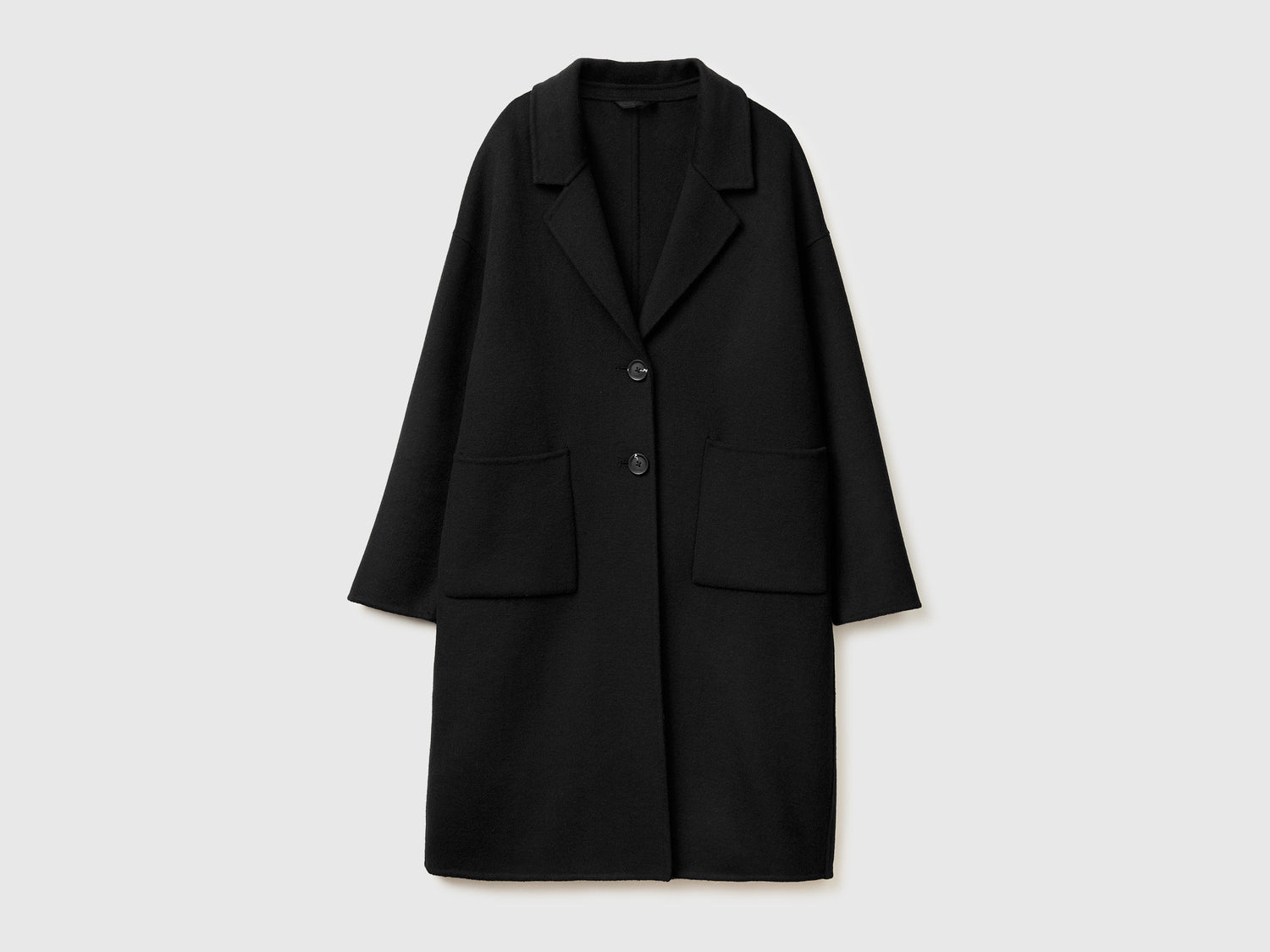 Cappotto midi in misto lana da donna nero | Benetton Outlet