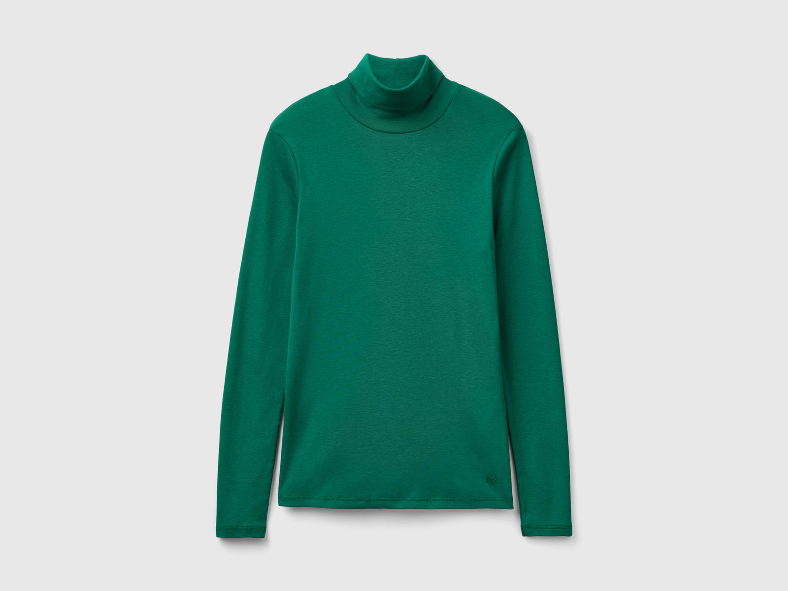 T-shirt a manica lunga con collo alto da donna verde scuro | Benetton Outlet