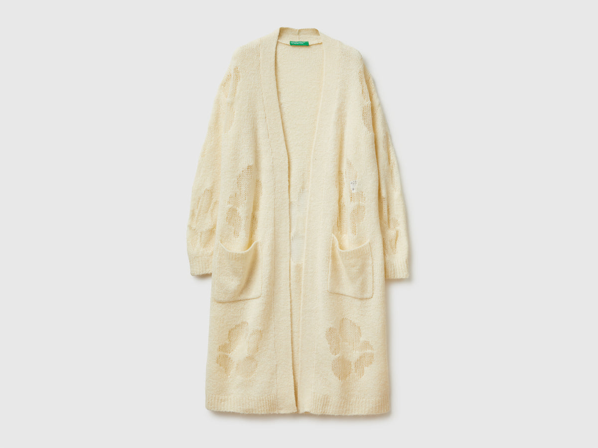 Cardigan con intarsio fiori