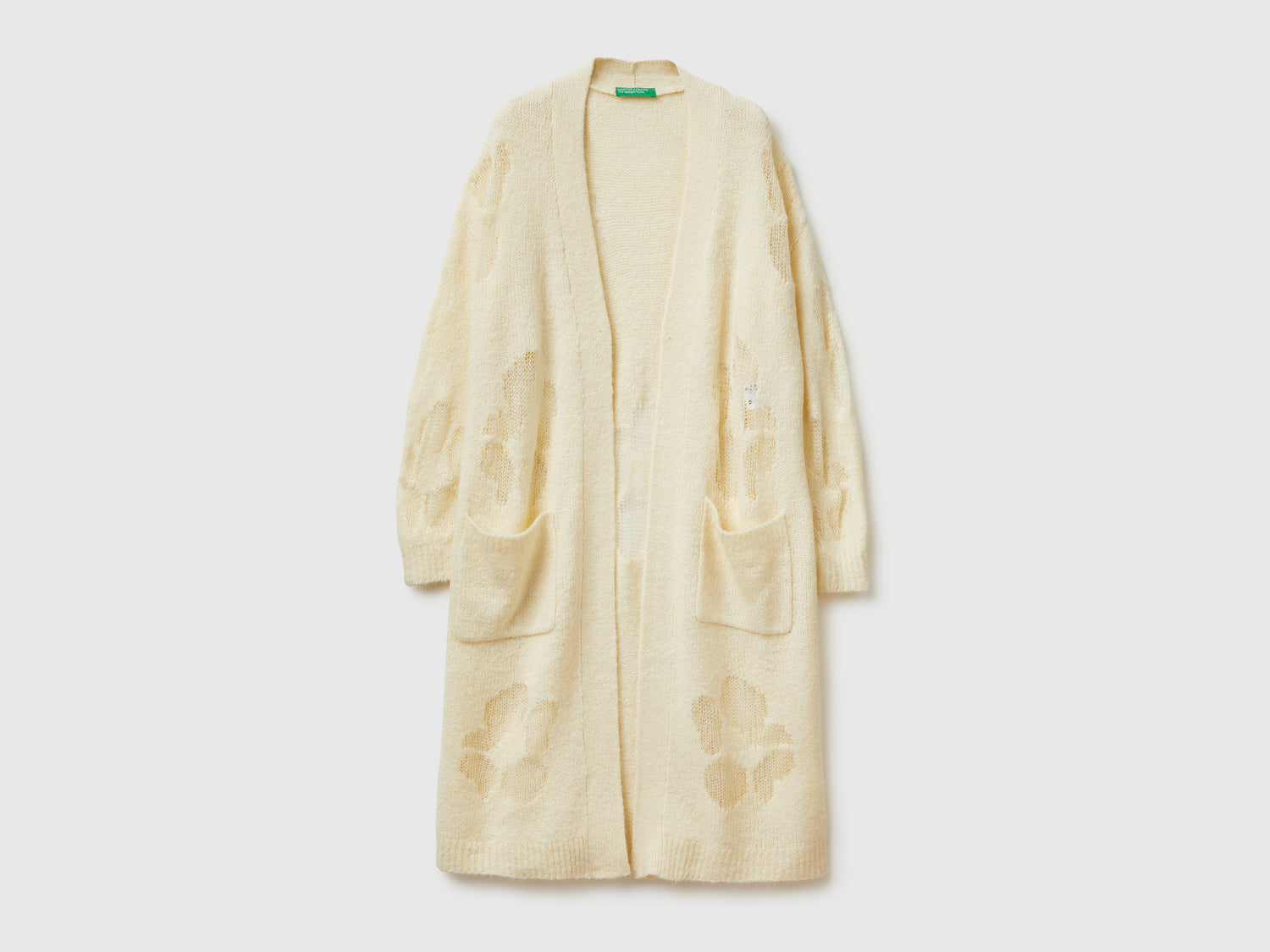 Cardigan con intarsio fiori da donna bianco panna | Benetton Outlet