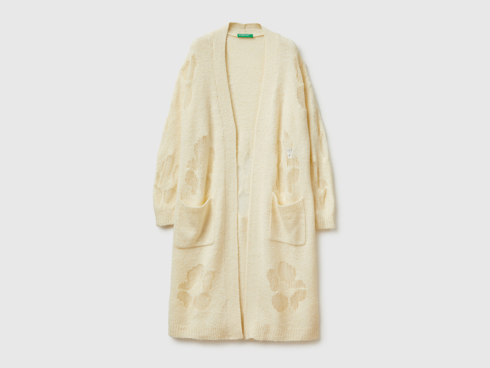 Cardigan con intarsio fiori da donna bianco panna | Benetton Outlet