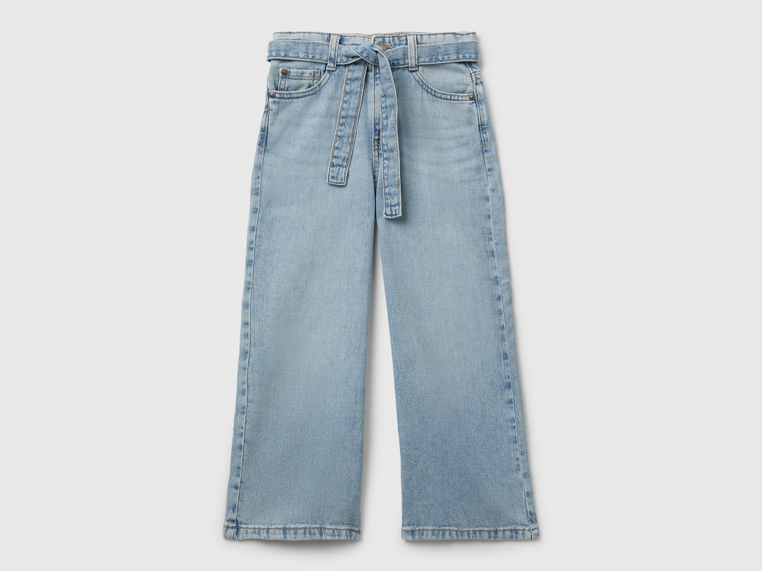 Jeans wide fit con fusciacca da bambina azzurro | Benetton Outlet