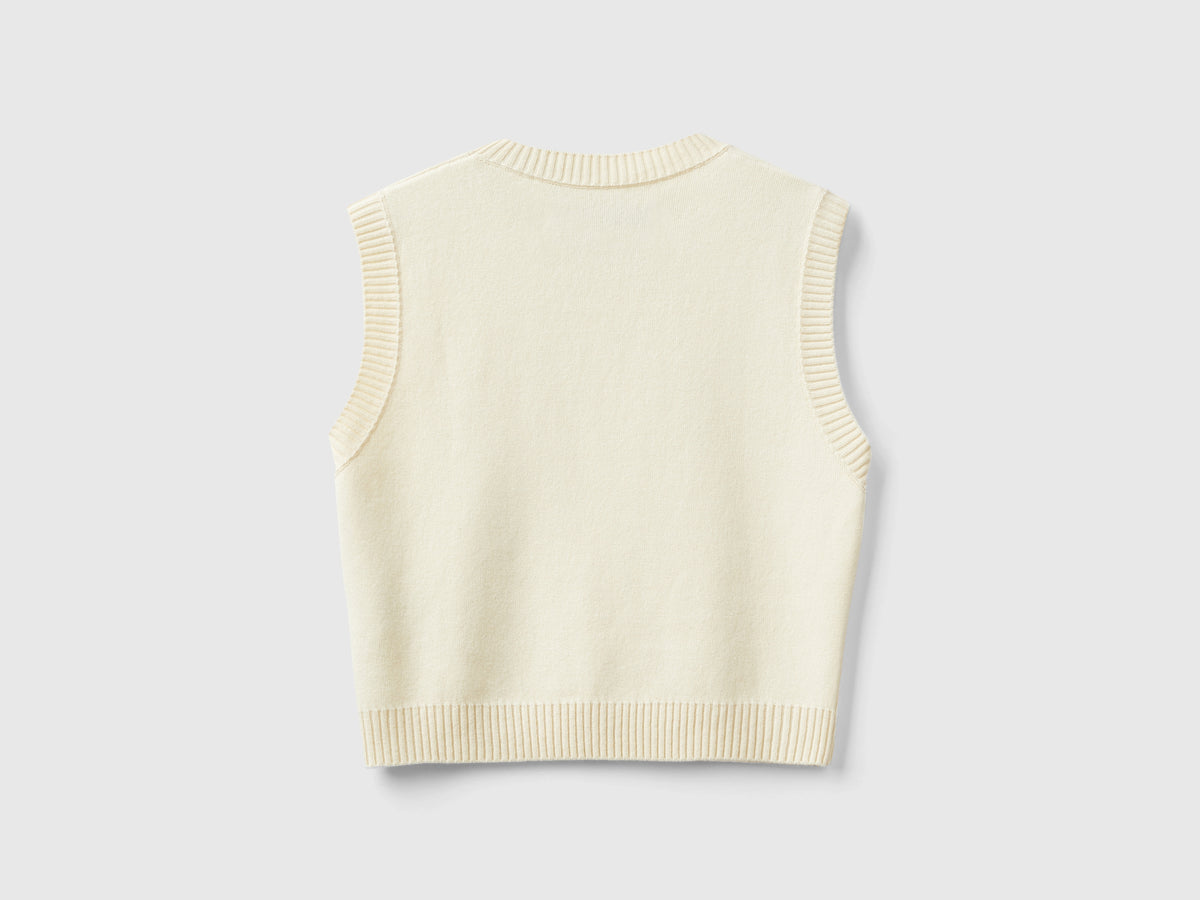 Gilet cropped in misto cashmere