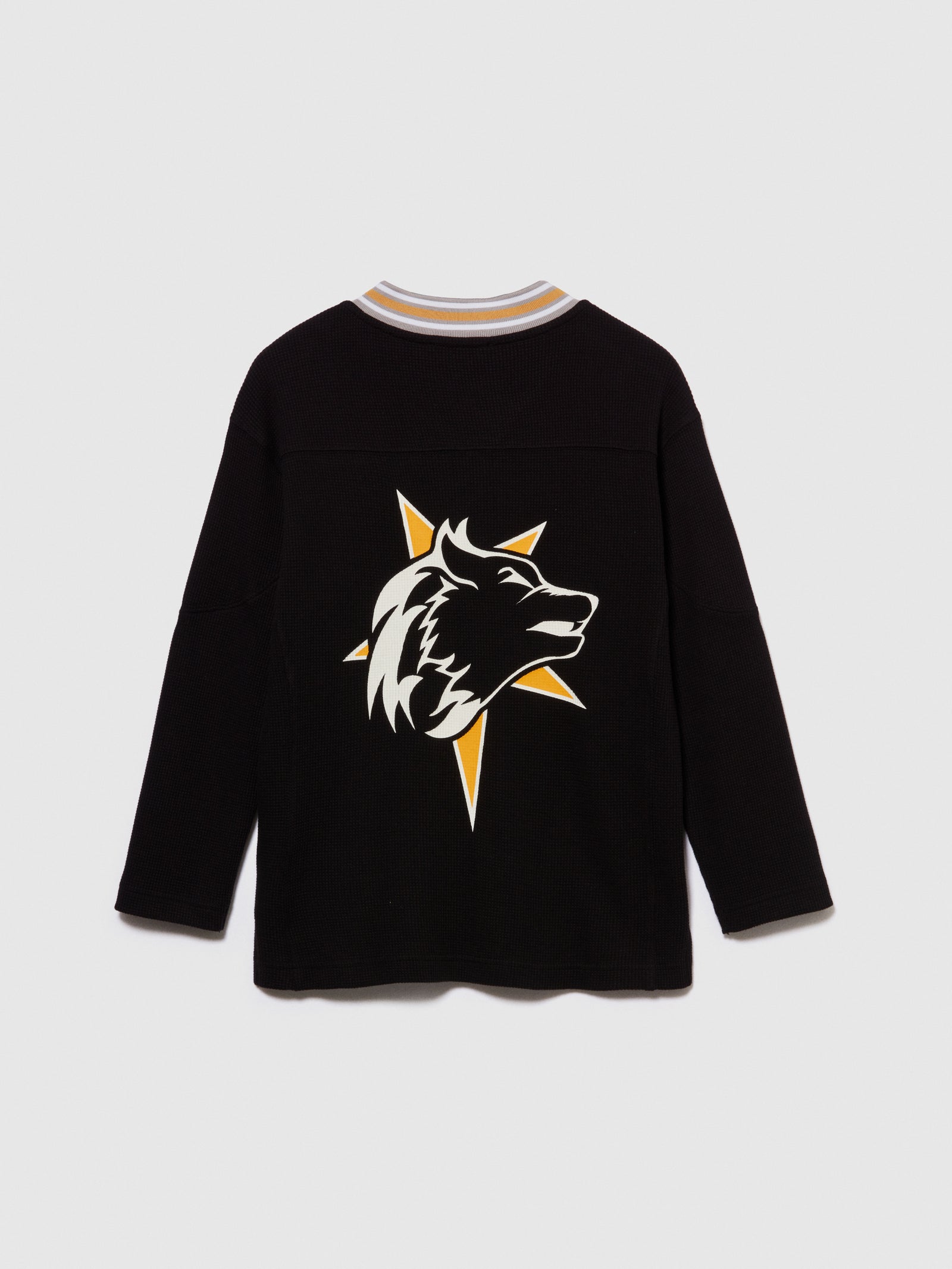 T-shirt over con collo rigato e stampa da bambino nero 2 | Sisley young Outlet