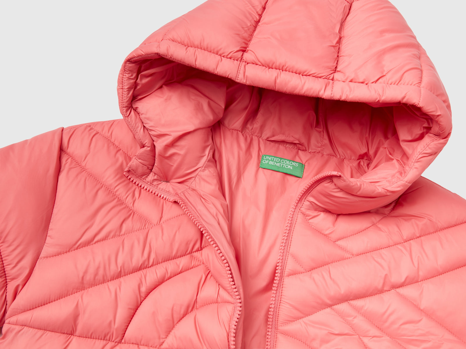 Piumino corto imbottito con ovatta riciclata da bambino rosa 3 | Benetton Outlet
