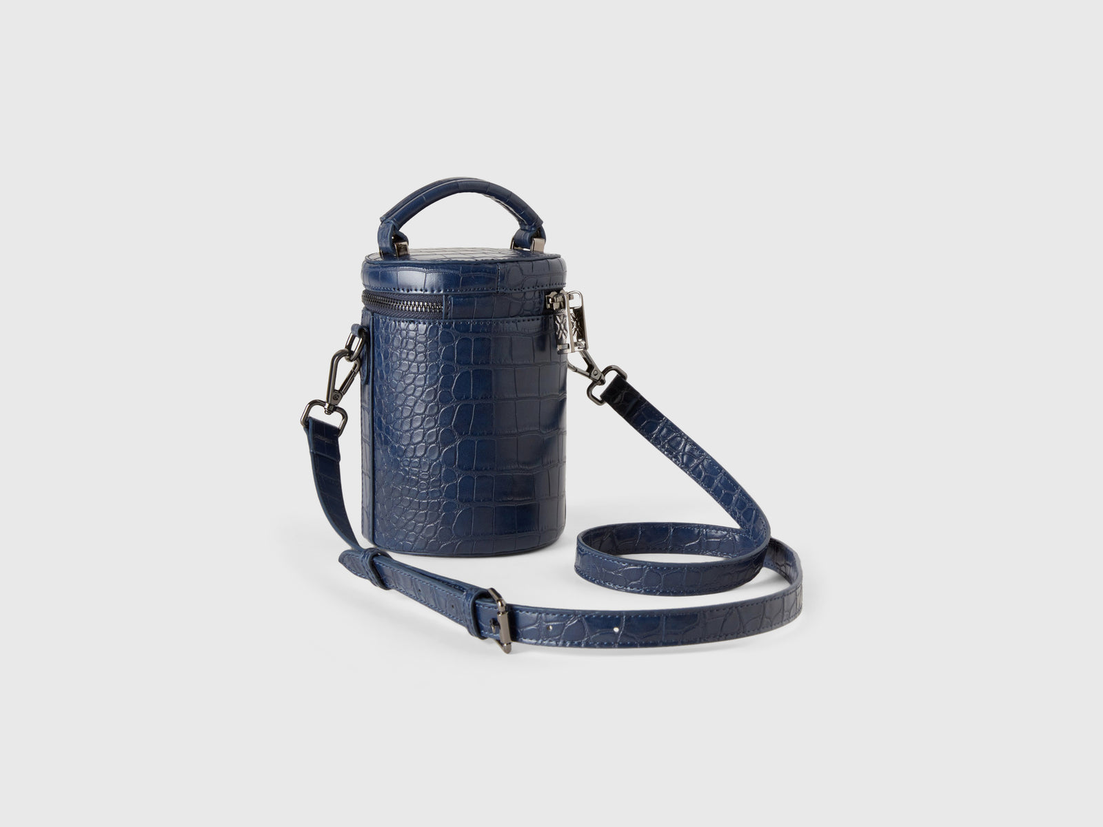 Mini borsa a cilindro stampa cocco da donna blu scuro 2 | Benetton Outlet