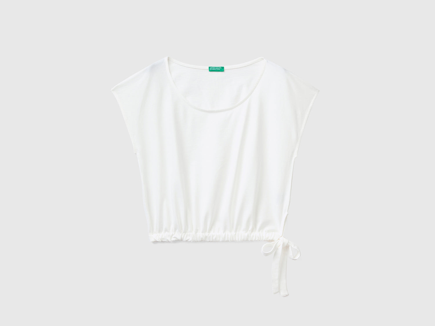 Top copricostume a manica corta in puro cotone da donna bianco panna | Benetton Outlet