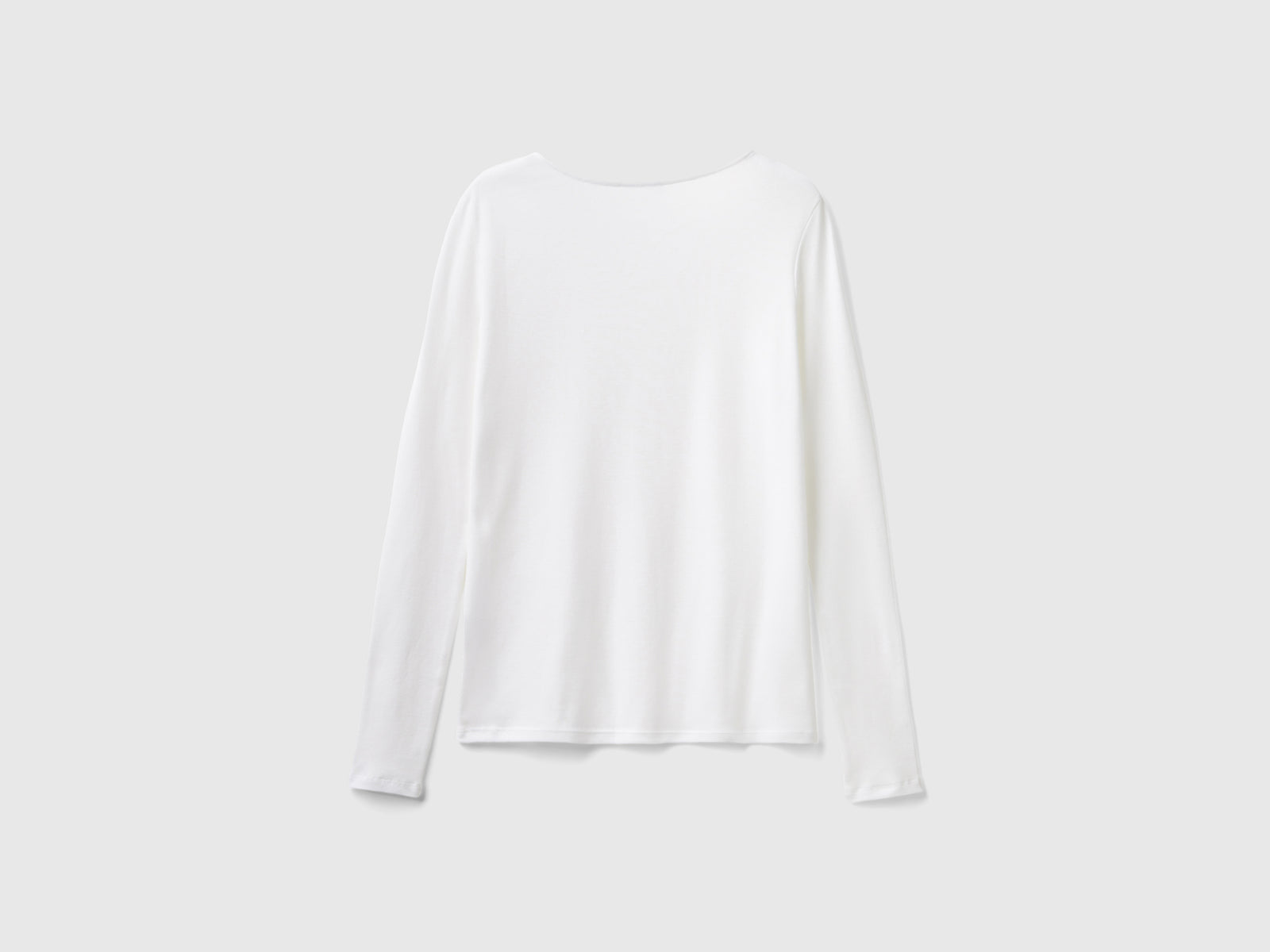 Maglietta manica lunga in puro cotone da donna bianco 2 | Benetton Outlet