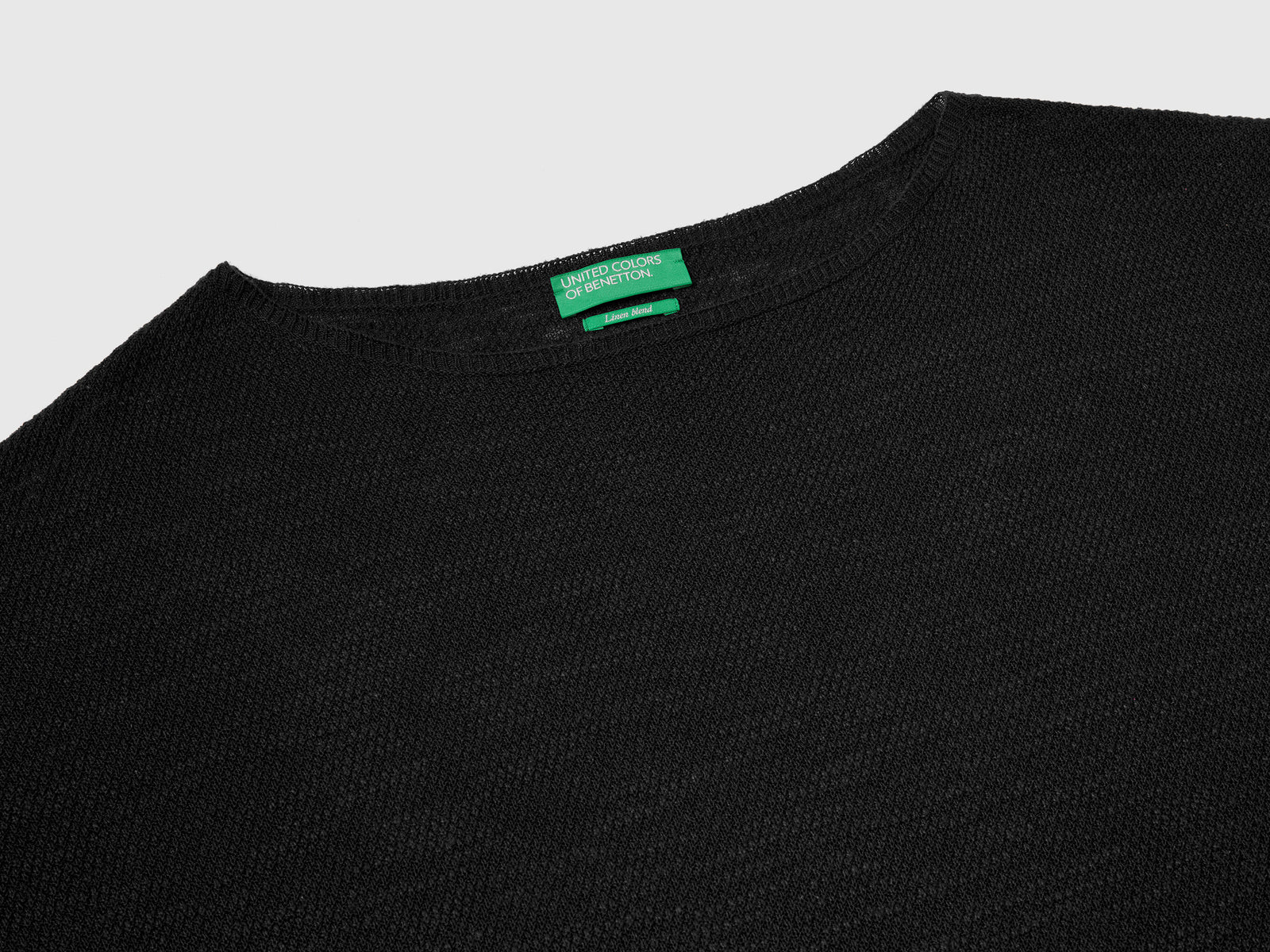 Maglia in misto lino con manica a 3/4 da donna nero 3 | Benetton Outlet