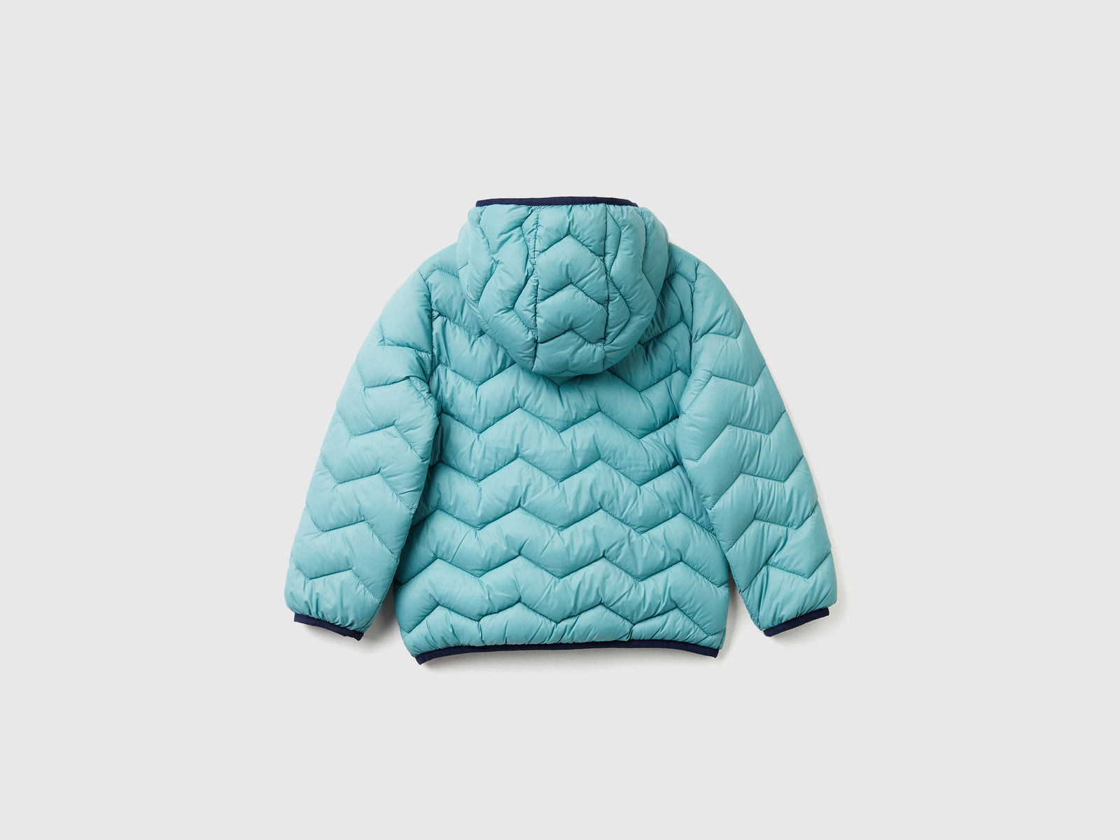 Giubbotto imbottito con cappuccio da bimbo celeste 2 | Benetton Outlet