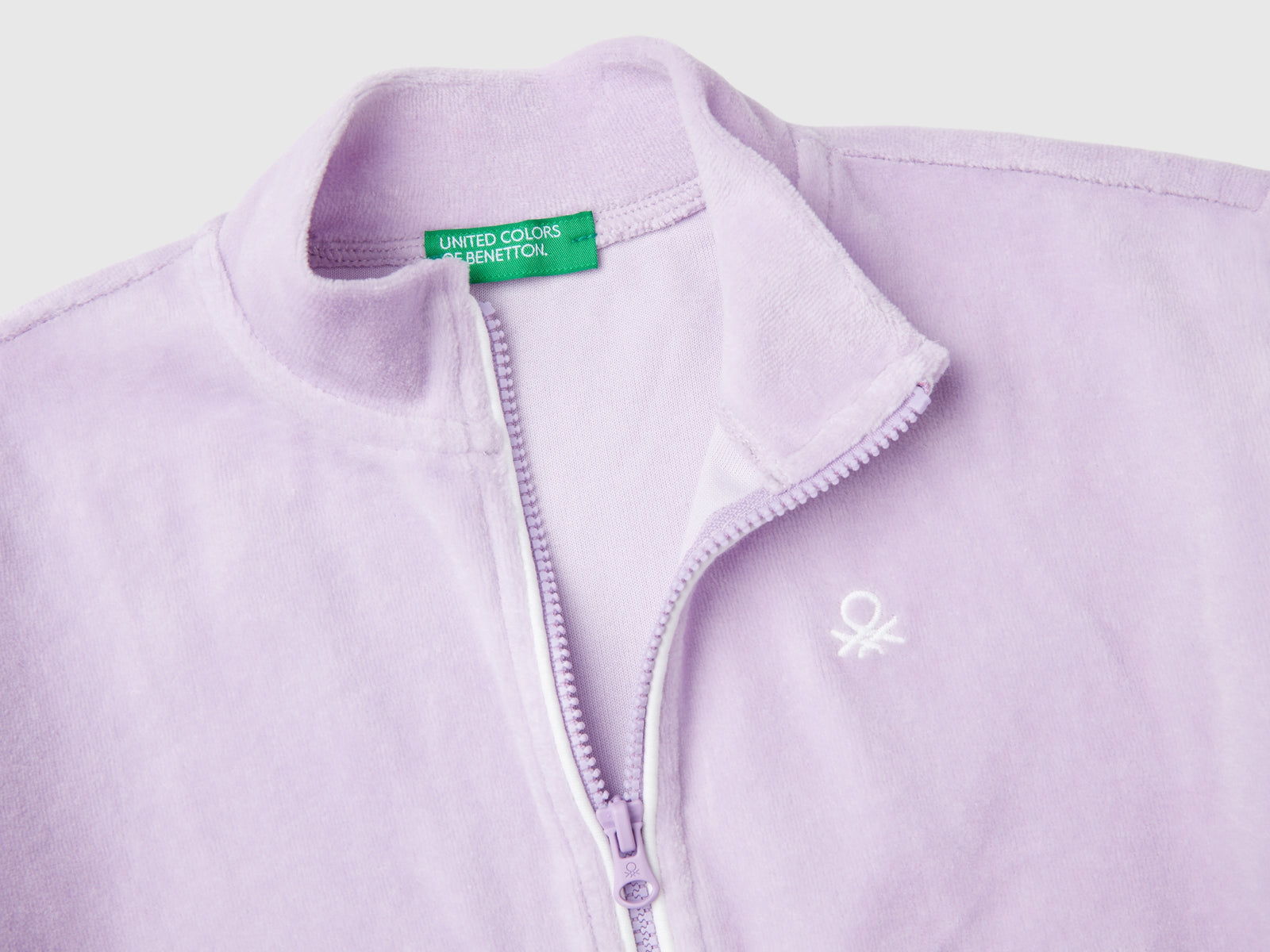 Felpa in ciniglia con zip da bimba lilla 3 | Benetton Outlet