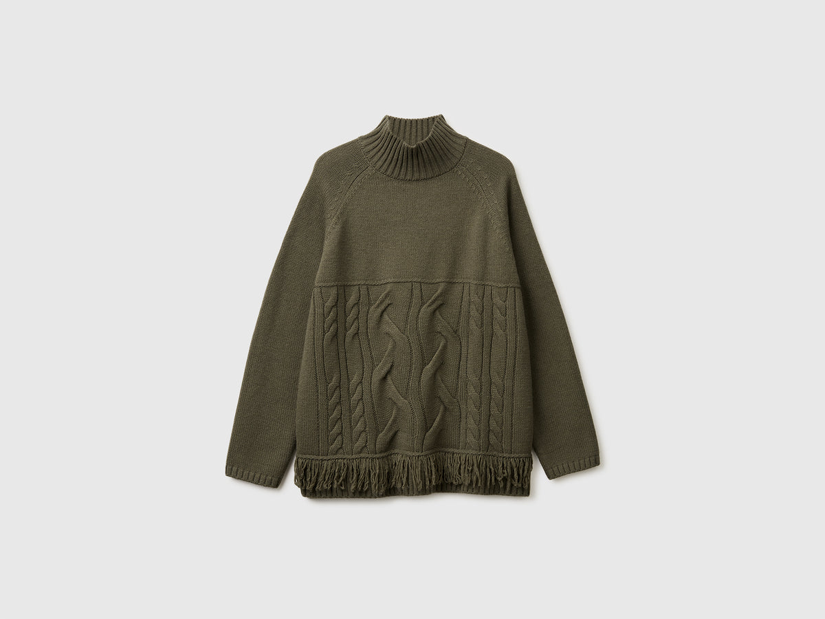 Maglione dolcevita over fit con frange