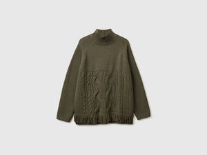 Maglione dolcevita over fit con frange