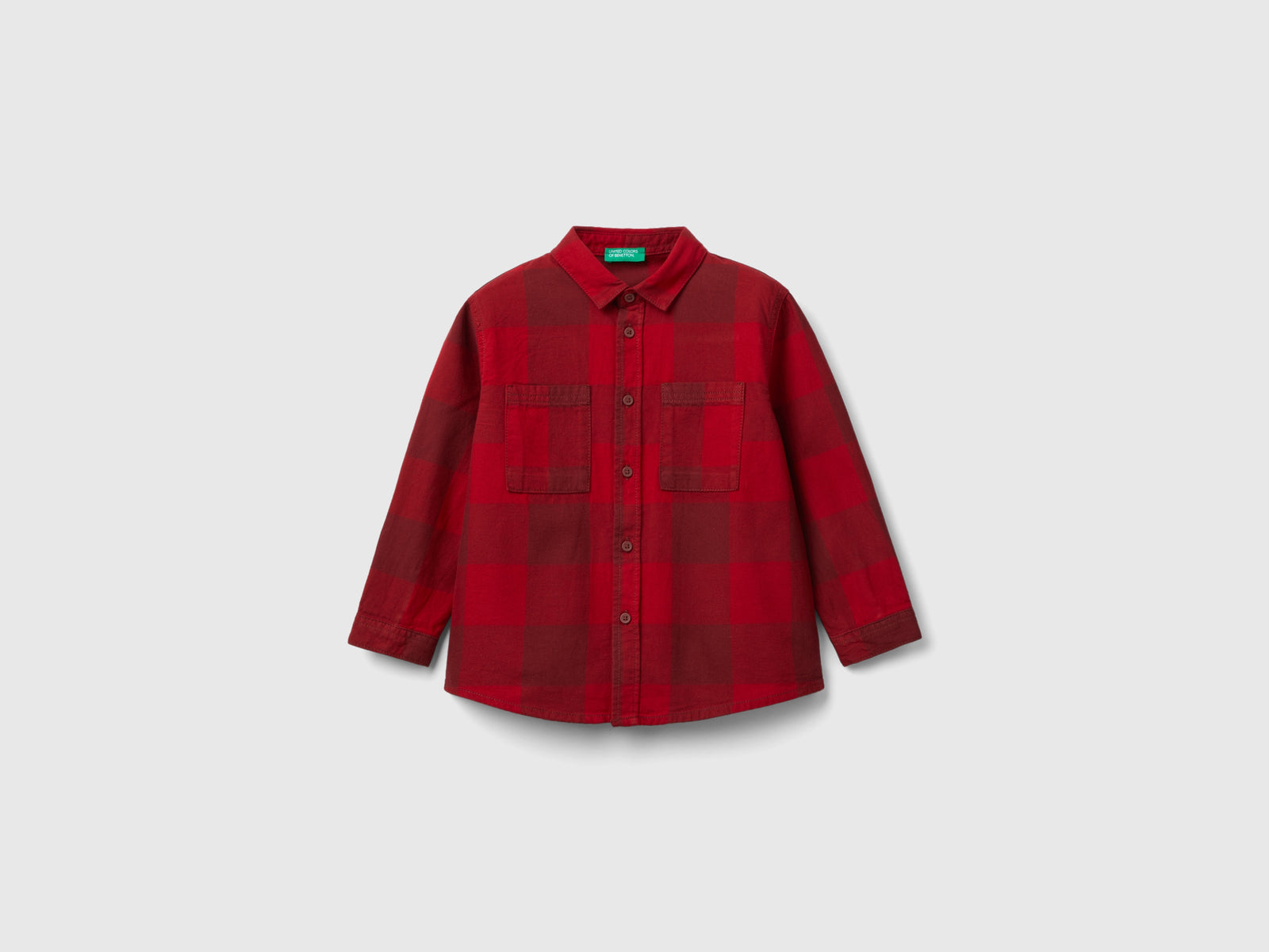 Camicia scozzese 100% cotone da bimbo rosso | Benetton Outlet