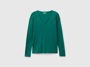 T-shirt a manica lunga con scollo a V