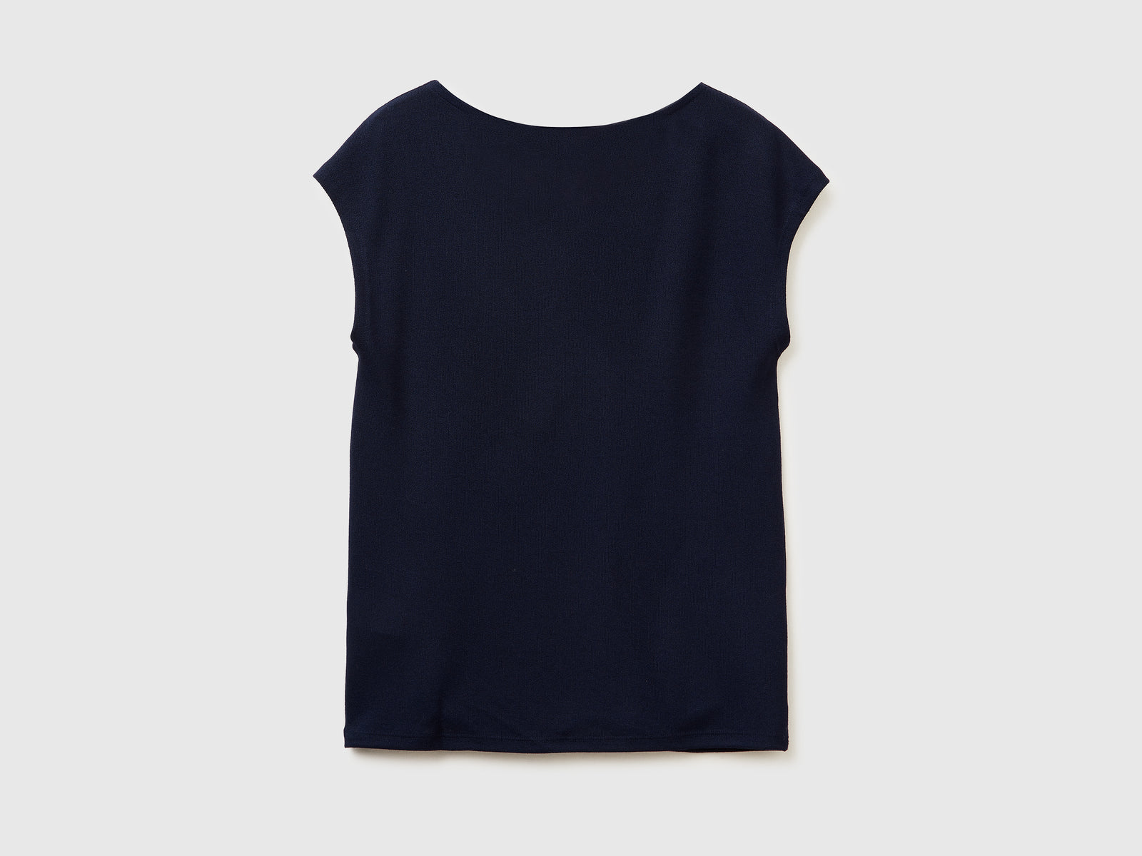 T-shirt smanicata in crêpe da donna blu scuro 2 | Benetton Outlet