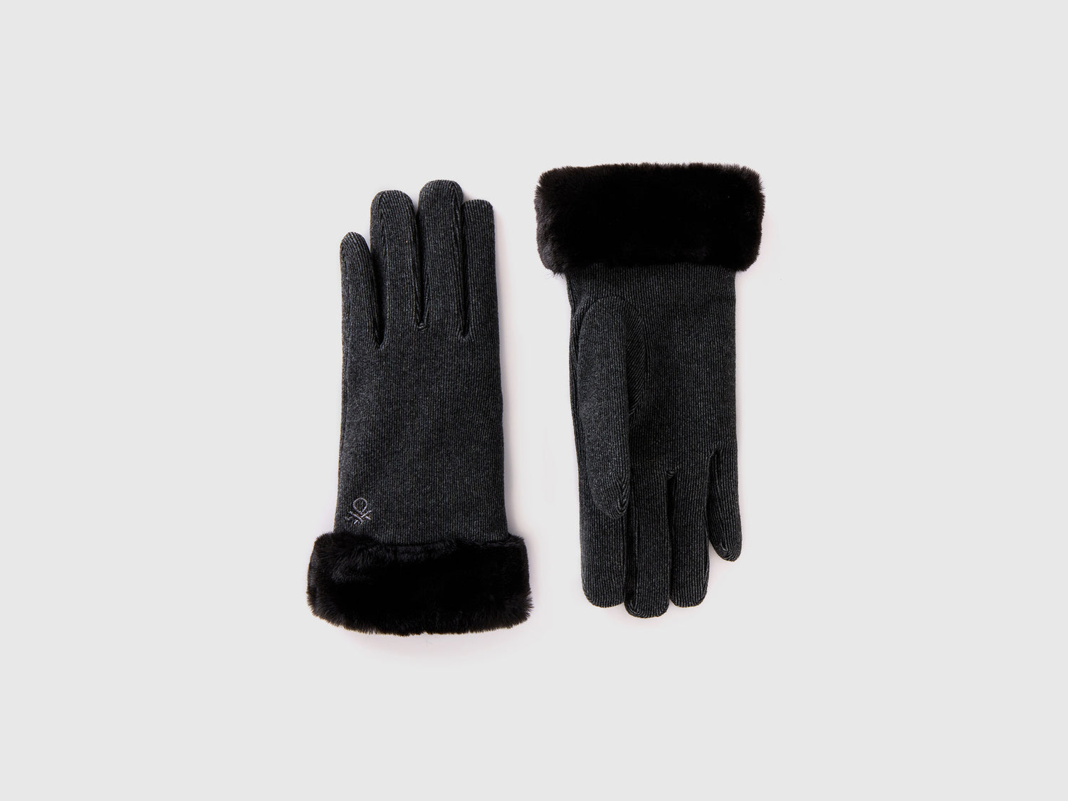 Guanti in microfibra da donna nero | Benetton Outlet