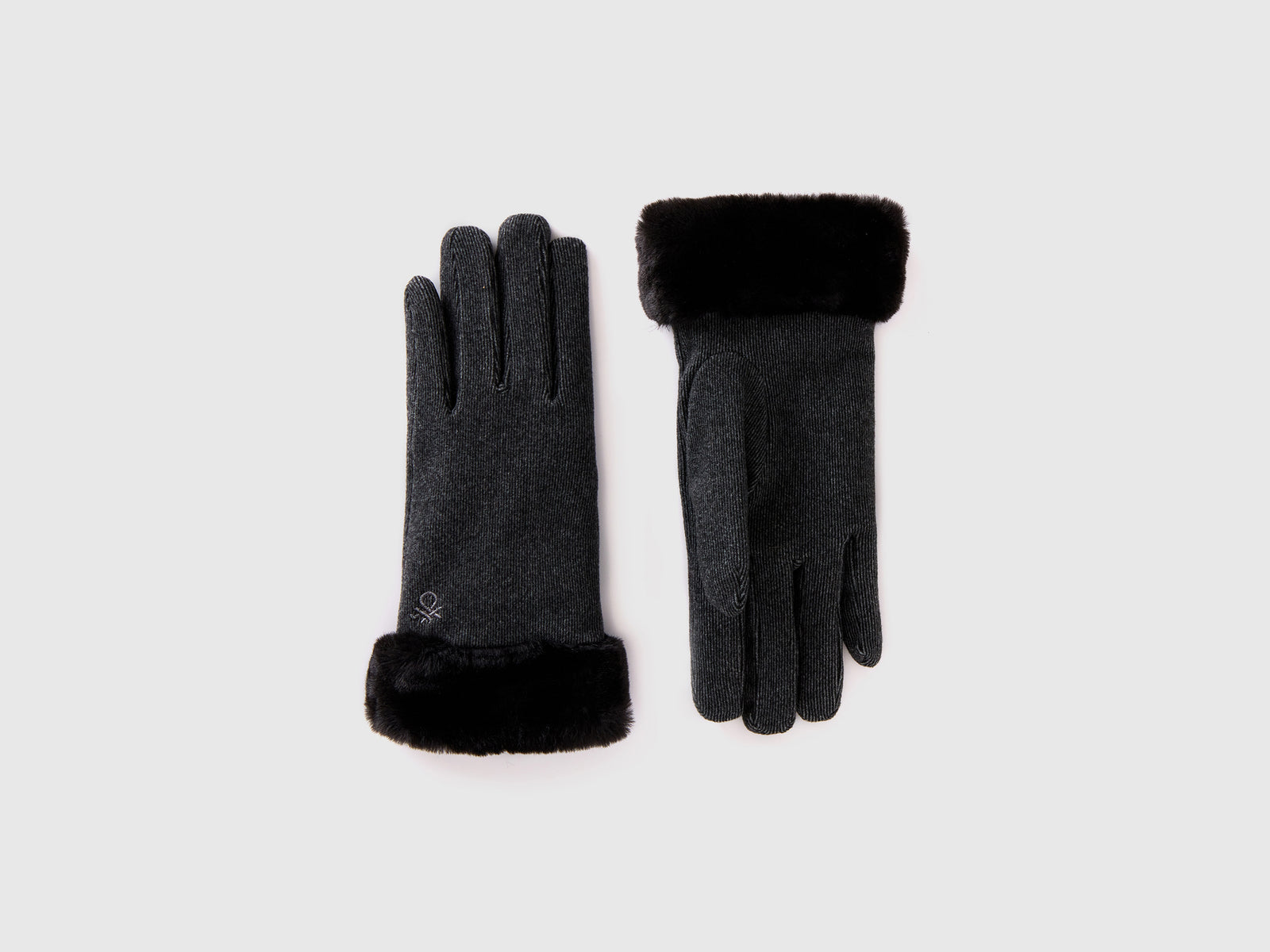 Guanti in microfibra da donna nero | Benetton Outlet