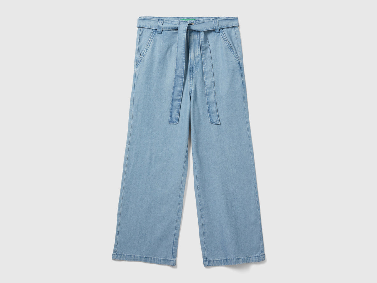 Pantaloni wide fit in chambray