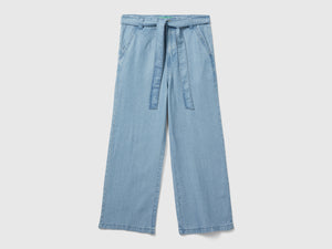 Pantaloni wide fit in chambray