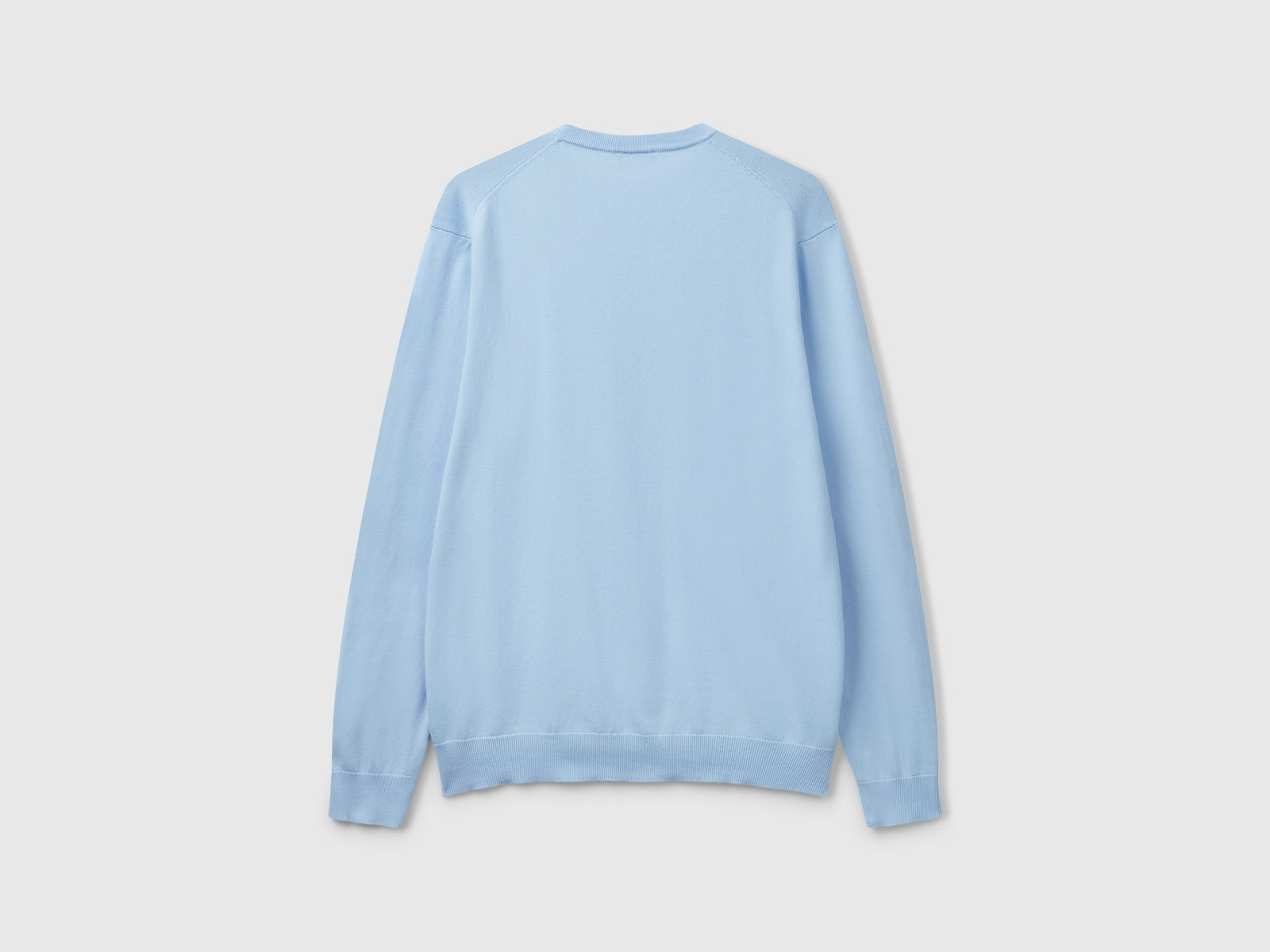 Maglia girocollo 100% cotone da uomo celeste 2 | Benetton Outlet
