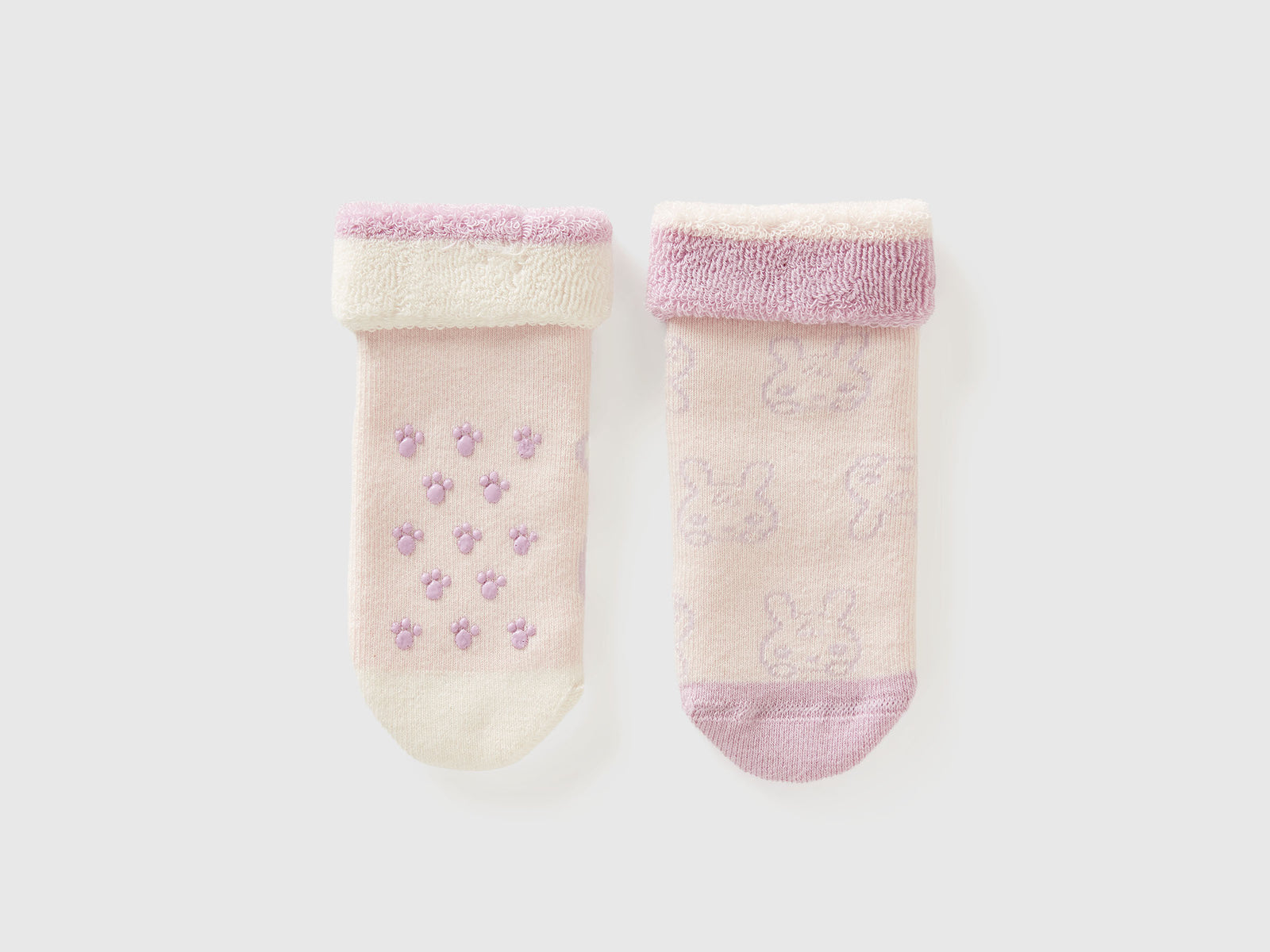 Set calzini antiscivolo con coniglietti da neonato rosa pastello 2 | Benetton Outlet