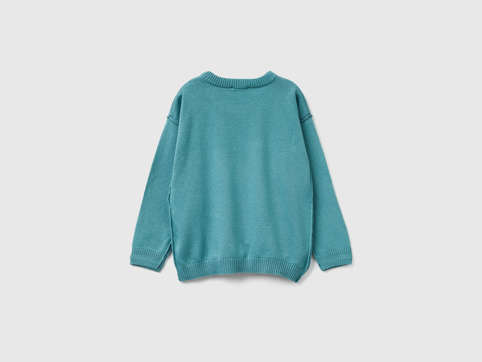 Maglia girocollo con ricamo da bimbo avio 2 | Benetton Outlet